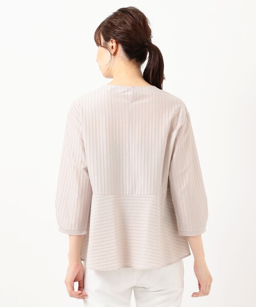J.PRESS Ladies(J.プレス レディス)の「ストライプジャージー クルーネック カットソー(Tシャツ/カットソー・レディース・サックスブルー系1/サックスブルー系2/ホワイト系1/ブラウン系2・SMALL)」の10枚目の写真