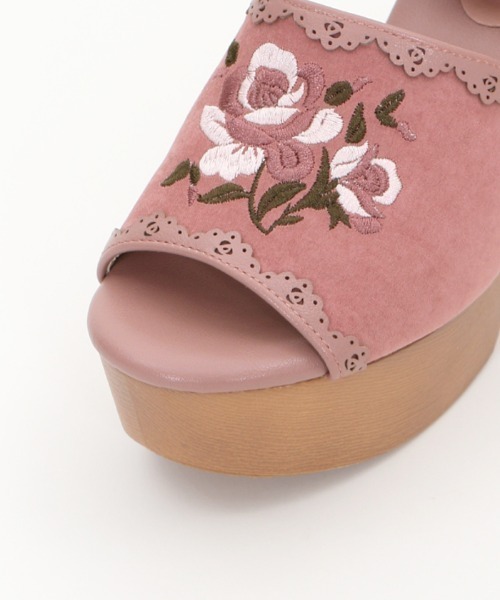 新品】axes femme POETIQUE 厚底サンダル ピンクバラ刺繍 S