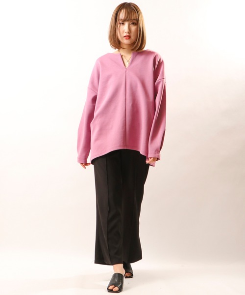 nougatine（ヌガティーヌ）の「【nougatine】ダンボールキーネックタックプルオーバー（スウェット・レディース・カーキ/パープル・FREE）」の10枚目の写真