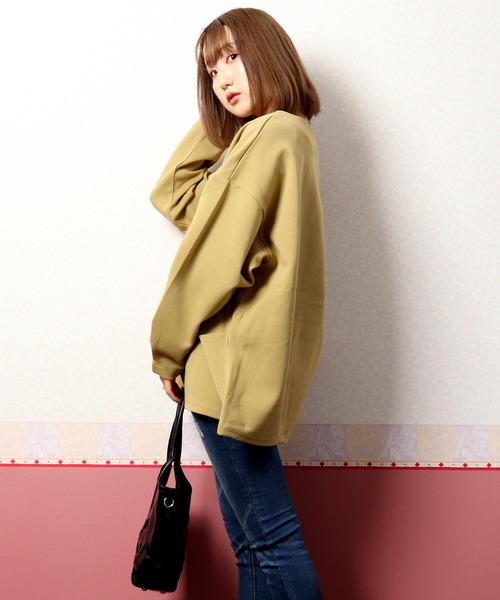 nougatine（ヌガティーヌ）の「【nougatine】ダンボールキーネックタックプルオーバー（スウェット・レディース・カーキ/パープル・FREE）」の7枚目の写真