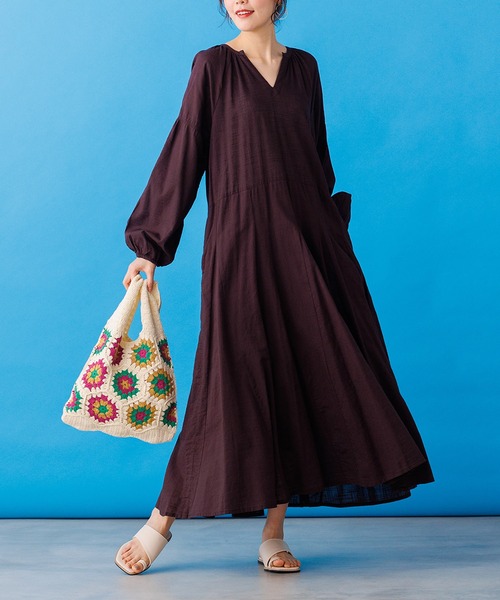 ourhome 綿100%切り替えワンピース 407900_cottononepiece_design_0