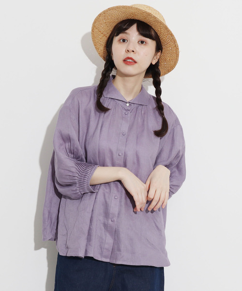 袖ピンタックブラウス シャツ ブラウス L Atelier ｌ Du シャツ ブラウス L Atelier Savon アトリエドサボン のファッション トップス ホリゾンタルカラー