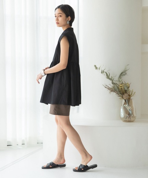 rectangle（レクタングル）の「バンドカラーシャツワンピース（シャツワンピース・レディース・ホワイト/ブラック/グリーン・FREE）」の10枚目の写真