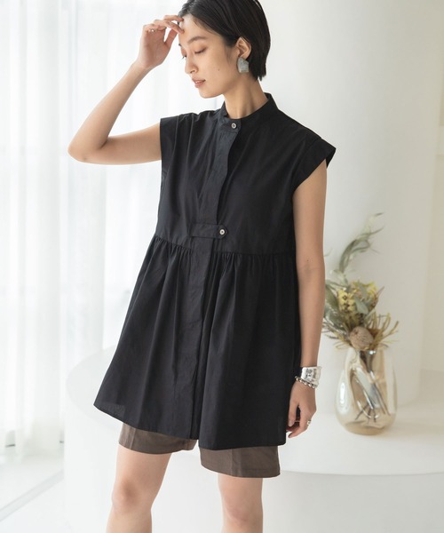 rectangle（レクタングル）の「バンドカラーシャツワンピース（シャツワンピース・レディース・ホワイト/ブラック/グリーン・FREE）」の8枚目の写真