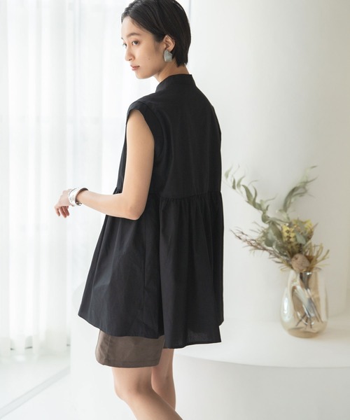 rectangle（レクタングル）の「バンドカラーシャツワンピース（シャツワンピース・レディース・ホワイト/ブラック/グリーン・FREE）」の4枚目の写真