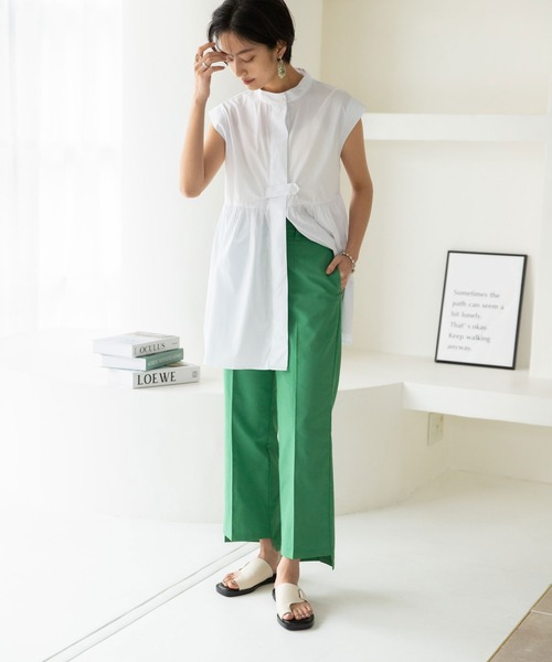 rectangle（レクタングル）の「バンドカラーシャツワンピース（シャツワンピース・レディース・ホワイト/ブラック/グリーン・FREE）」の6枚目の写真