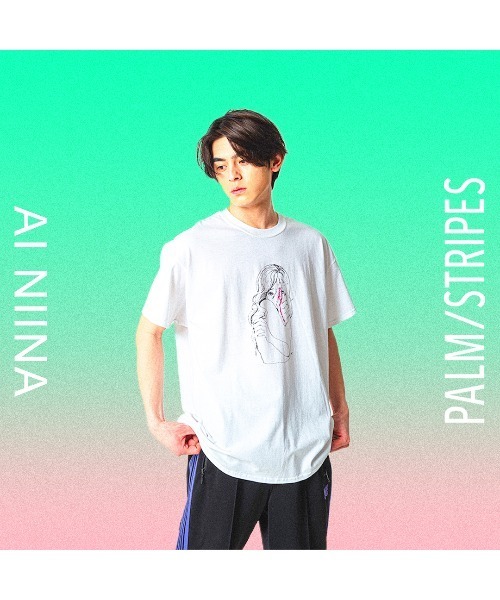 Revo.（レボ）の「藍にいな × PALM/STRIPES  【 この憎しみの裏側に 】（Tシャツ/カットソー・レディース・ホワイト/ラベンダー・XL/L/M/S）」の4枚目の写真