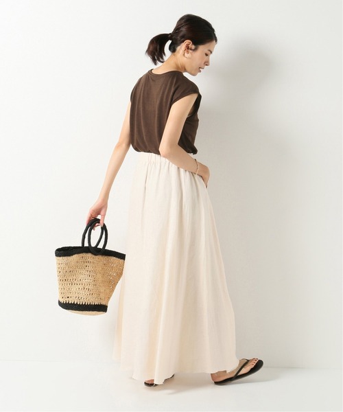 IENA（イエナ）の「麻ノースリーブプルオーバー◆（Tシャツ/カットソー・レディース・ホワイト/チャコールグレー/ブラウン・FREE）」の9枚目の写真