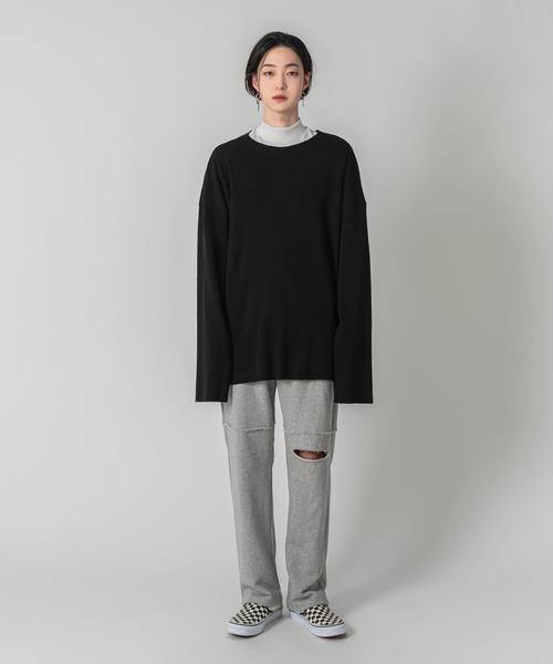 FOLLOWIN（フォロウィン）の「[FLW MADE] 【UNISEX】ワイドネックロングTシャツ（Tシャツ/カットソー・メンズ・ブラック/グレー/アイボリー・FREE）」の21枚目の写真
