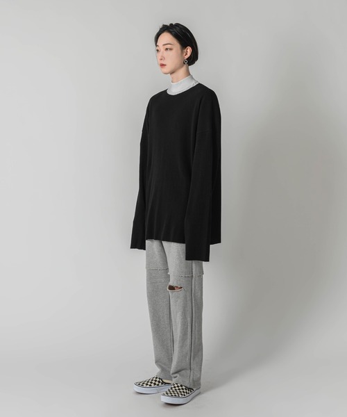 FOLLOWIN（フォロウィン）の「[FLW MADE] 【UNISEX】ワイドネックロングTシャツ（Tシャツ/カットソー・メンズ・ブラック/グレー/アイボリー・FREE）」の22枚目の写真