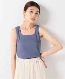 テレコスクエアネックタンクトップ【手洗い可能】◆