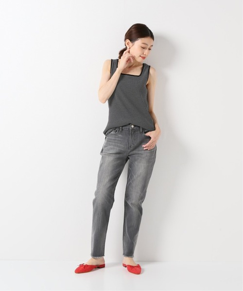 SLOBE IENA（スローブイエナ）の「テレコスクエアネックタンクトップ【手洗い可能】◆（タンクトップ・レディース・ブルー/ブラック系その他/ベージュ・FREE）」の7枚目の写真