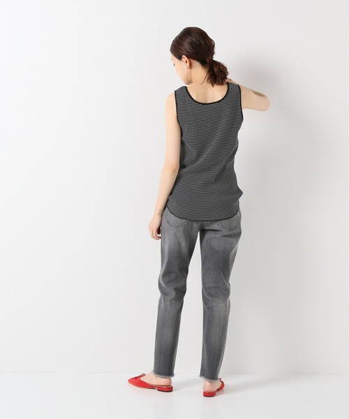 SLOBE IENA（スローブイエナ）の「テレコスクエアネックタンクトップ【手洗い可能】◆（タンクトップ・レディース・ブルー/ブラック系その他/ベージュ・FREE）」の8枚目の写真