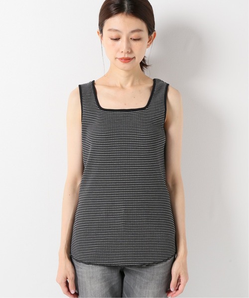 SLOBE IENA（スローブイエナ）の「テレコスクエアネックタンクトップ【手洗い可能】◆（タンクトップ・レディース・ブルー/ブラック系その他/ベージュ・FREE）」の13枚目の写真