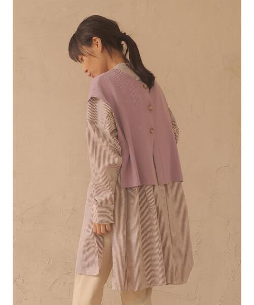 Green　Parks（グリーンパークス）の「バック釦ニットベスト＊（ベスト・レディース・チャコールグレー/パープル/ライトベージュ・FREE）」の18枚目の写真