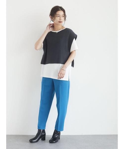 Green　Parks（グリーンパークス）の「バック釦ニットベスト＊（ベスト・レディース・チャコールグレー/パープル/ライトベージュ・FREE）」の4枚目の写真