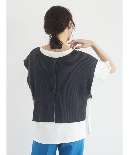 Green　Parks（グリーンパークス）の「バック釦ニットベスト＊（ベスト・レディース・チャコールグレー/パープル/ライトベージュ・FREE）」の15枚目の写真