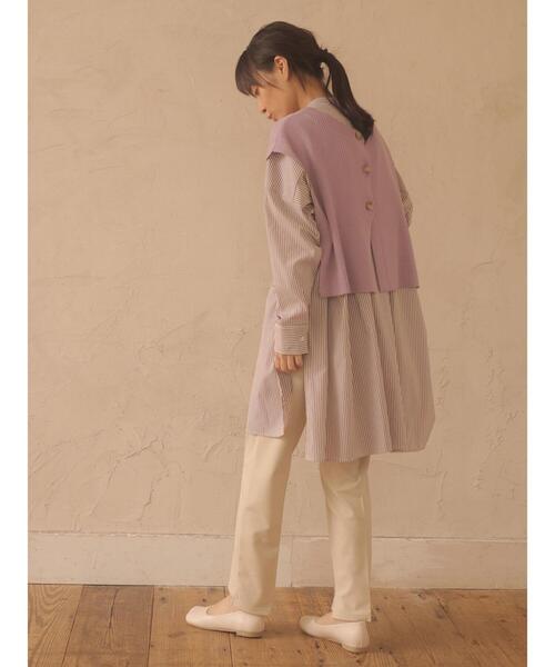 Green　Parks（グリーンパークス）の「バック釦ニットベスト＊（ベスト・レディース・チャコールグレー/パープル/ライトベージュ・FREE）」の13枚目の写真