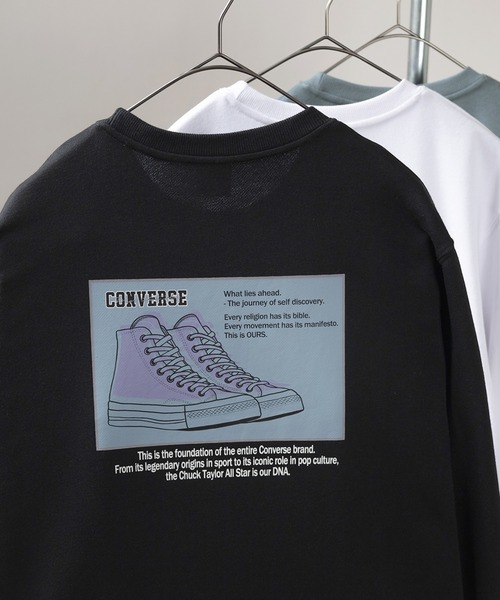 CONVERSE(コンバース)の「【CONVERSE/コンバース】6シューズ刺繍&バックプリント スウェット(スウェット・メンズ・ホワイト/ブラック/ベージュ/オフホワイト/ブルーグレー/スミクロ・M/L/XL)」の4枚目の写真