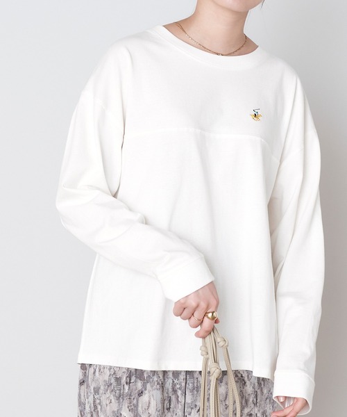 BEVERLY HILLS POLO CLUB（ビバリーヒルズポロクラブ）の「BEVERLY HILLS POLO CLUB/ビバリーヒルズポロクラブ ロゴ刺繍 フットボール長袖Tシャツ（Tシャツ/カットソー・レディース・ベージュ/ブラウン/オフホワイト/グリーン・M/L）」の2枚目の写真