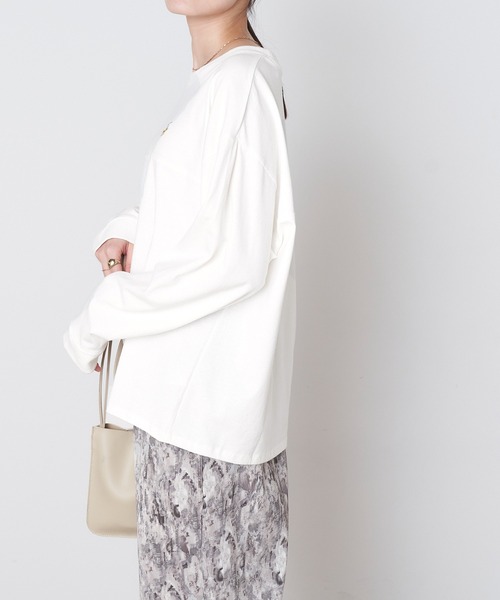 BEVERLY HILLS POLO CLUB（ビバリーヒルズポロクラブ）の「BEVERLY HILLS POLO CLUB/ビバリーヒルズポロクラブ ロゴ刺繍 フットボール長袖Tシャツ（Tシャツ/カットソー・レディース・ベージュ/ブラウン/オフホワイト/グリーン・M/L）」の6枚目の写真