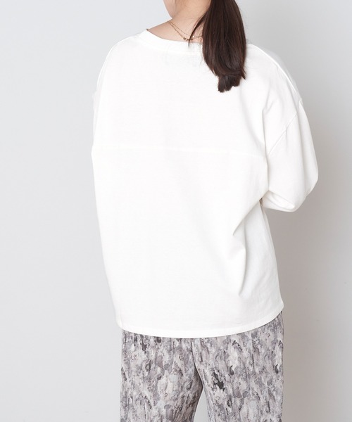 BEVERLY HILLS POLO CLUB（ビバリーヒルズポロクラブ）の「BEVERLY HILLS POLO CLUB/ビバリーヒルズポロクラブ ロゴ刺繍 フットボール長袖Tシャツ（Tシャツ/カットソー・レディース・ベージュ/ブラウン/オフホワイト/グリーン・M/L）」の7枚目の写真