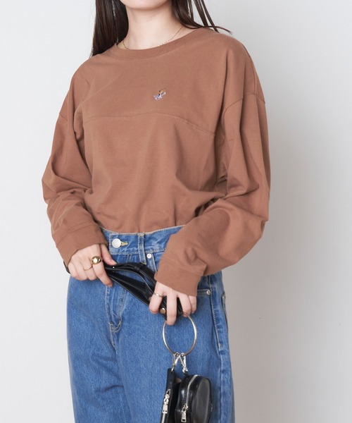 BEVERLY HILLS POLO CLUB（ビバリーヒルズポロクラブ）の「BEVERLY HILLS POLO CLUB/ビバリーヒルズポロクラブ ロゴ刺繍 フットボール長袖Tシャツ（Tシャツ/カットソー・レディース・ベージュ/ブラウン/オフホワイト/グリーン・M/L）」の11枚目の写真