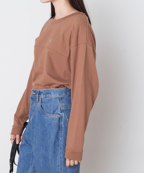 BEVERLY HILLS POLO CLUB（ビバリーヒルズポロクラブ）の「BEVERLY HILLS POLO CLUB/ビバリーヒルズポロクラブ ロゴ刺繍 フットボール長袖Tシャツ（Tシャツ/カットソー・レディース・ベージュ/ブラウン/オフホワイト/グリーン・M/L）」の12枚目の写真