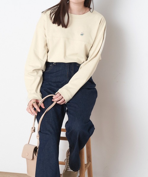 BEVERLY HILLS POLO CLUB（ビバリーヒルズポロクラブ）の「BEVERLY HILLS POLO CLUB/ビバリーヒルズポロクラブ ロゴ刺繍 フットボール長袖Tシャツ（Tシャツ/カットソー・レディース・ベージュ/ブラウン/オフホワイト/グリーン・M/L）」の15枚目の写真