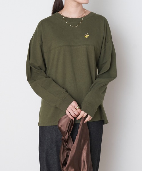 BEVERLY HILLS POLO CLUB（ビバリーヒルズポロクラブ）の「BEVERLY HILLS POLO CLUB/ビバリーヒルズポロクラブ ロゴ刺繍 フットボール長袖Tシャツ（Tシャツ/カットソー・レディース・ベージュ/ブラウン/オフホワイト/グリーン・M/L）」の21枚目の写真