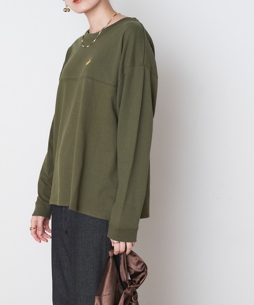 BEVERLY HILLS POLO CLUB（ビバリーヒルズポロクラブ）の「BEVERLY HILLS POLO CLUB/ビバリーヒルズポロクラブ ロゴ刺繍 フットボール長袖Tシャツ（Tシャツ/カットソー・レディース・ベージュ/ブラウン/オフホワイト/グリーン・M/L）」の22枚目の写真