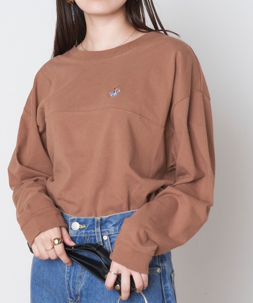 BEVERLY HILLS POLO CLUB（ビバリーヒルズポロクラブ）の「BEVERLY HILLS POLO CLUB/ビバリーヒルズポロクラブ ロゴ刺繍 フットボール長袖Tシャツ（Tシャツ/カットソー・レディース・ベージュ/ブラウン/オフホワイト/グリーン・M/L）」の9枚目の写真