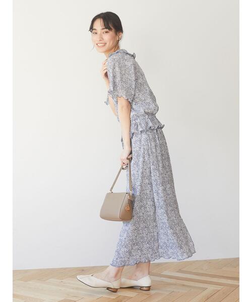 Green　Parks（グリーンパークス）の「襟フリル小花柄5分袖ブラウス＊（シャツ/ブラウス・レディース・ブルー/グリーン・FREE）」の8枚目の写真