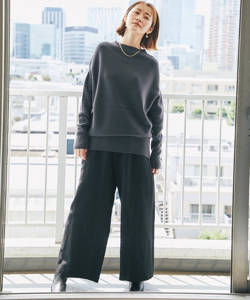 RIVE DROITE（リヴドロワ）の「ゆったりシルエットながら綺麗見え　ウールリネンイージーパンツ（その他パンツ・レディース・ライトベージュ/ブラック・FREE）」の15枚目の写真