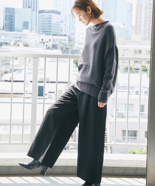 RIVE DROITE（リヴドロワ）の「ゆったりシルエットながら綺麗見え　ウールリネンイージーパンツ（その他パンツ・レディース・ライトベージュ/ブラック・FREE）」の16枚目の写真