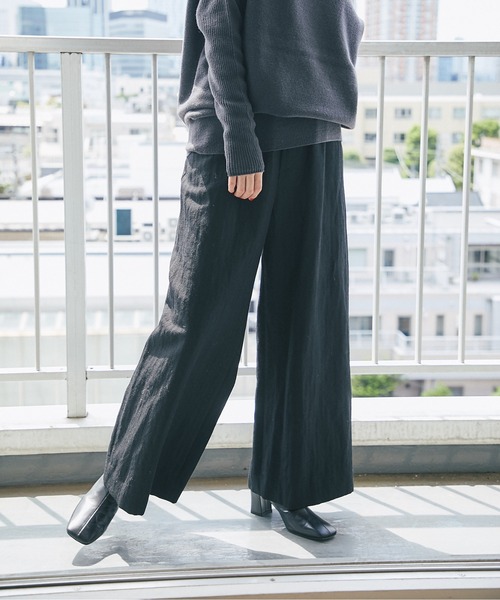 RIVE DROITE（リヴドロワ）の「ゆったりシルエットながら綺麗見え　ウールリネンイージーパンツ（その他パンツ・レディース・ライトベージュ/ブラック・FREE）」の12枚目の写真
