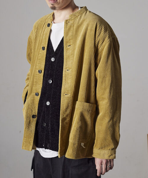 NOLLEY'S goodman(ノーリーズグッドマン)の「【WORK ABOUT/ワークアバウト】MAO JACKET コーデュロイ バンドカラー マオカラー シャツ ブルゾン(ノーカラージャケット・メンズ・ベビーピンク/イエロー/ブラック・L/S/M/LL)」の3枚目の写真
