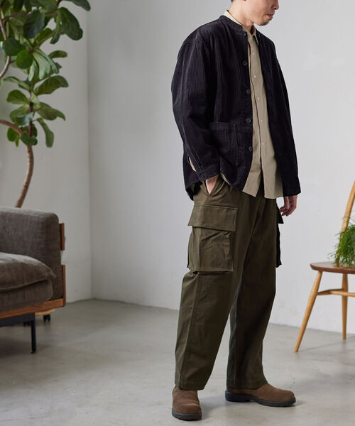 NOLLEY'S goodman(ノーリーズグッドマン)の「【WORK ABOUT/ワークアバウト】MAO JACKET コーデュロイ バンドカラー マオカラー シャツ ブルゾン(ノーカラージャケット・メンズ・ベビーピンク/イエロー/ブラック・L/S/M/LL)」の6枚目の写真