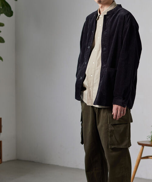 NOLLEY'S goodman(ノーリーズグッドマン)の「【WORK ABOUT/ワークアバウト】MAO JACKET コーデュロイ バンドカラー マオカラー シャツ ブルゾン(ノーカラージャケット・メンズ・ベビーピンク/イエロー/ブラック・L/S/M/LL)」の9枚目の写真
