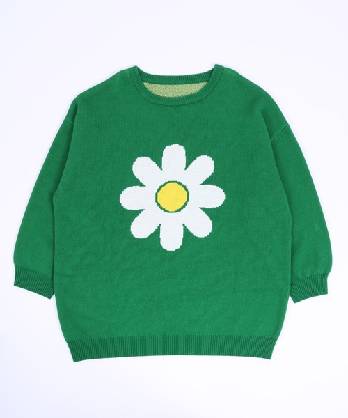 WC（ダブル シー）の「フラワーモチーフビッグニット（ニット/セーター・レディース・オレンジ/グリーン/ブラック・FREE）」の12枚目の写真