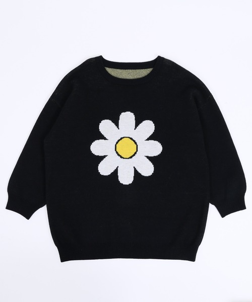 WC（ダブル シー）の「フラワーモチーフビッグニット（ニット/セーター・レディース・オレンジ/グリーン/ブラック・FREE）」の9枚目の写真