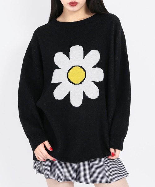 WC（ダブル シー）の「フラワーモチーフビッグニット（ニット/セーター・レディース・オレンジ/グリーン/ブラック・FREE）」の17枚目の写真