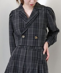 【setupにも】チェックタックスリーブジャケット