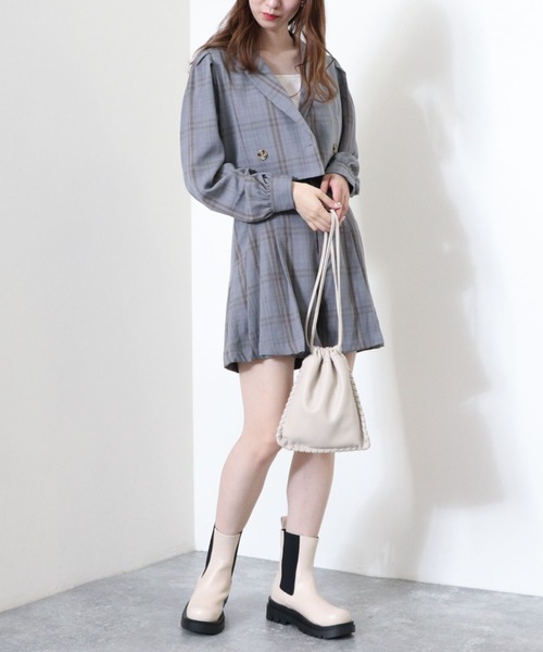 archives（アルシーヴ）の「【setupにも】チェックタックスリーブジャケット（テーラードジャケット・レディース・ブラウン/グレー/ブラック・MEDIUM）」の4枚目の写真