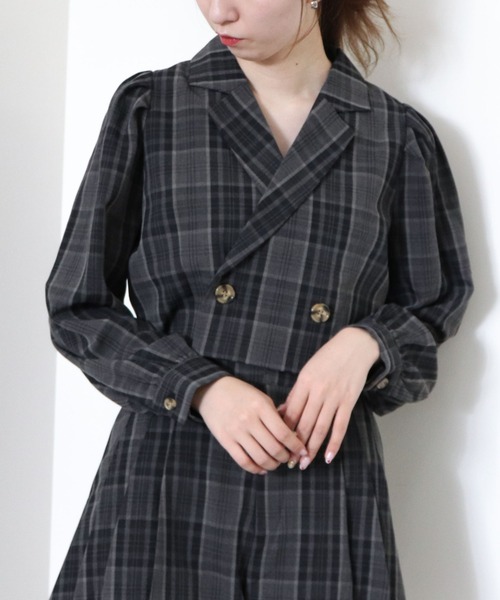 archives（アルシーヴ）の「【setupにも】チェックタックスリーブジャケット（テーラードジャケット・レディース・ブラウン/グレー/ブラック・MEDIUM）」の9枚目の写真