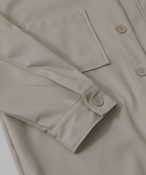 Fashion Letter（ファッションレター）の「フェイクレザーオーバーサイズシャツジャケット（ライダースジャケット・レディース・アイボリー/ブラック・M）」の21枚目の写真