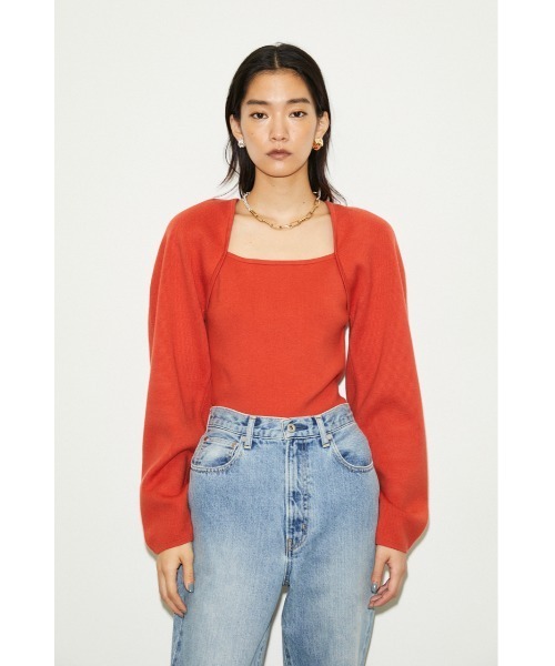 THROW by SLY（スローバイスライ）の「THROW VOLUME SLEEVE HG TOPS/ボリュームスリーブハイゲージトップス（ニット/セーター・レディース・ベージュ/ブラック/レッド・FREE）」の17枚目の写真