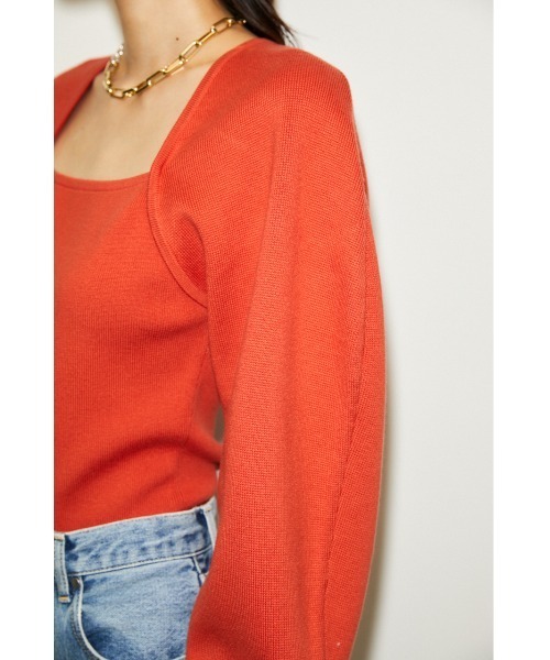 THROW by SLY（スローバイスライ）の「THROW VOLUME SLEEVE HG TOPS/ボリュームスリーブハイゲージトップス（ニット/セーター・レディース・ベージュ/ブラック/レッド・FREE）」の21枚目の写真