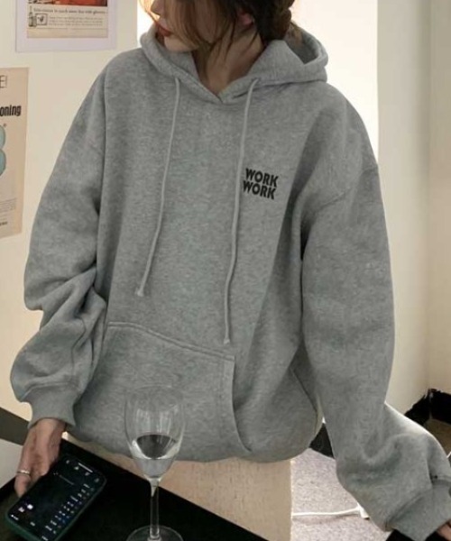 MANGROVE（マングローブ）の「" work work " ビッグパーカー（パーカー・レディース・ブラック/グレー・FREE）」の11枚目の写真