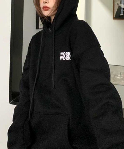 MANGROVE（マングローブ）の「" work work " ビッグパーカー（パーカー・レディース・ブラック/グレー・FREE）」の14枚目の写真